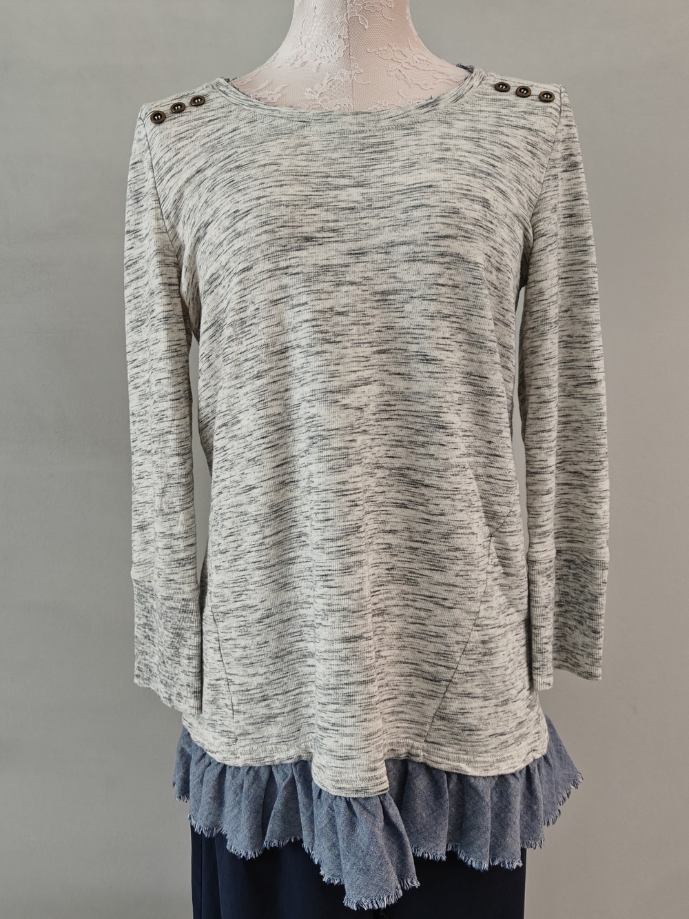 Saturday Sunday Anthropologie Elora Womens Long Sleeve Tunic Top Medium Ruffle